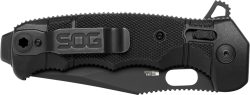 SOG KNIFE SEAL XR BLACK CRKTE - 3.9" PLN EDGE FLDR BLACK USA