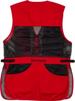 BROWNING MESH SHOOTING VEST - R-HAND 2XL BLACK/RED TRIM