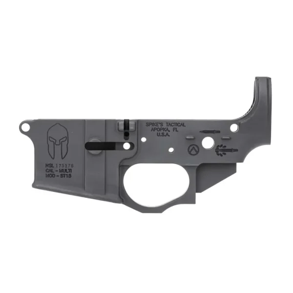 SPIKES TACTICAL STRIPPED LOWER RECEIVER MULTI CAL SPARTAN LOGO - Image 2