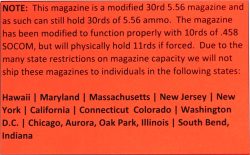 CMMG MAGAZINE MKW15 458 SOCOM - 30RD MODIFIED TO 10RD HI-CAP