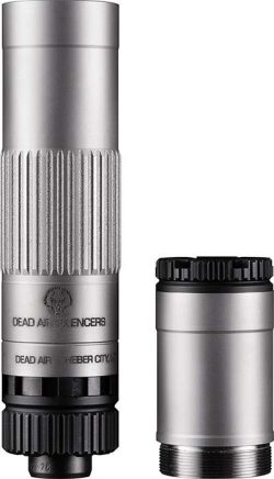 DEAD AIR MOJAVE 9 SILVER MODULAR 9MM SILNCR GMS LOW BACK PRESSURE W/ 1/2-28 PSTN