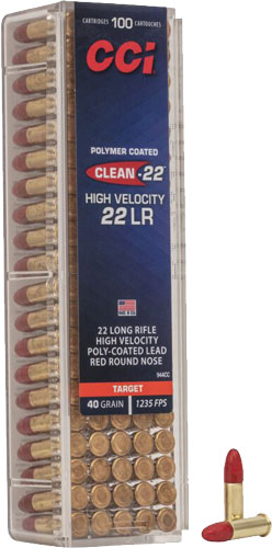 CCI CLEAN 22LR 40GR RED POLY - RN 1235FPS  100RD 50BX/CS