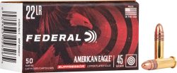 FEDERAL SUPPRESSOR 22LR 45GR - PLATED LEAD-RN 50RD 100BX/CS