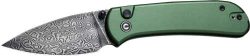 CIVIVI KNIFE QUIBIT 2.98" - GREEN/DAMASCUS BUTTON LOCK