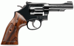 S&W 48 CLASSIC 22WMR 4" AS - BRIGHT BLUED CHECKERED WOOD