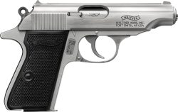 WALTHER PP 32ACP STAINLESS 8RD - BLACK SYNTHETIC GRIPS