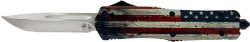 TEMPLAR KNIFE LARGE OTF WOOD - US FLAG 3.5" SILVER DROP POINT