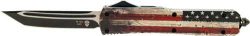 TEMPLAR KNIFE SLIM OTF WOOD US - FLAG 3.1" BLACK TANTO