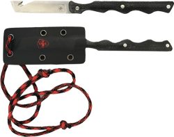 TEMPLAR KNIFE NECK KNIFE 2.46" - BLK W/RED POWDER D2 SLVR TNTO