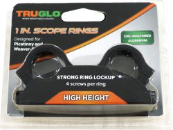 TRUGLO RINGS 1" HIGH MATTE - PICATINNY/WEAVER W/4 SCREWS