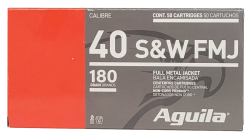 Aguila Ammunition .40 S&W Handgun Ammo - 180 Grain | FMJ Flat Nose | 50rd Box