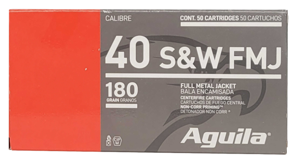 Aguila Ammunition .40 S&W Handgun Ammo - 180 Grain | FMJ Flat Nose | 50rd Box