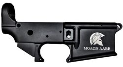 Anderson AM-15 Forged Stripped AR15 Lower Receiver - Black | Spartan Molon Labe Logo | Retail Packaging