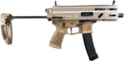 Grand Power Stribog SP9A3S Pistol - FDE| 9mm | 5" Threaded Barrel | 30rd | PDW Brace w/ Tailhook