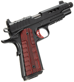 KIMBER RAPIDE HEAT 45ACP 5" TB BLK, BLK/RD G10 GRIP, SUPP SIGHTS,