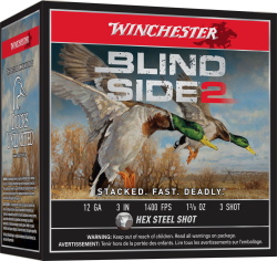 WINCHESTER BLIND SIDE 2 12G 3" #3 1-3/8OZ HV HEX 25RD BX