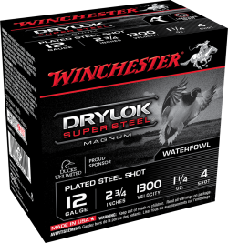 WINCHESTER DRYLOK STL MAG 12G 2-3/4' #4 1-1/4OZ 25RDS