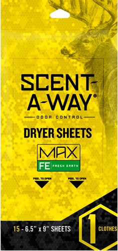HS DRYER SHEETS SCENT-A-WAY - MAX ODERLESS 6.5"X9" EARTH 15P