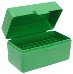 MTM AMMO BOX 22/6MM PPC & BR - 50-ROUNDS FLIP TOP STYLE GREEN