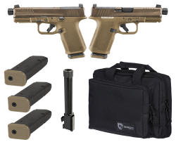 RUGER RXM TACTICAL BUNDLE 9MM PISTOL 4" THREADED, 2 TONE FDE O.R. RANGE BAG, 3-15RD MAGS