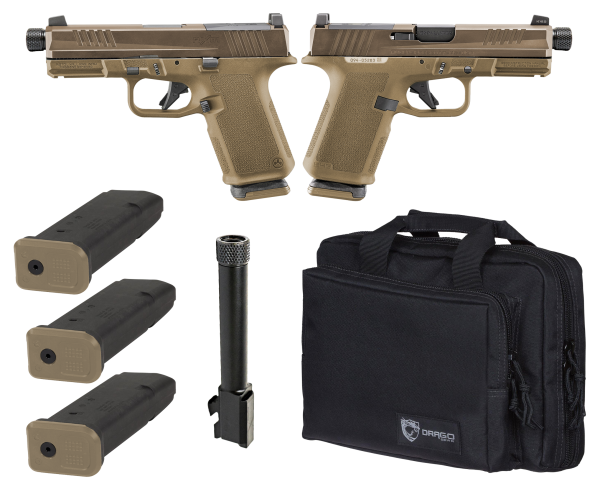 RUGER RXM TACTICAL BUNDLE 9MM PISTOL 4" THREADED, 2 TONE FDE O.R. RANGE BAG, 3-15RD MAGS