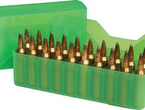 MTM AMMO BOX LARGE RIFLE 20 - ROUNDS SLIP TOP CLEAR GREEN