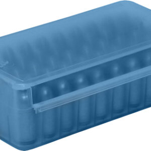 MTM AMMO BOX 9MM LUGER/380ACP - 50-ROUNDS SIDE SLIDE CL BLUE